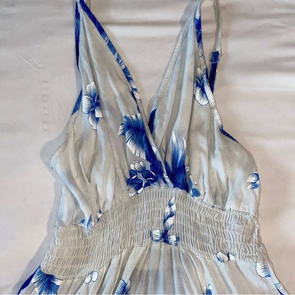 Boho Style Blue Flower Flow Dress - Picture 6 of 8